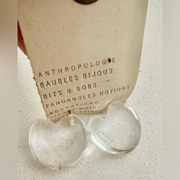 Anthropologie earrings- clear hearts -Very light and comfortable-So cute on NWT - Picture 3 of 7